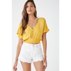 BNWT Forever 21 Button-Front Dolman Top - Mustard